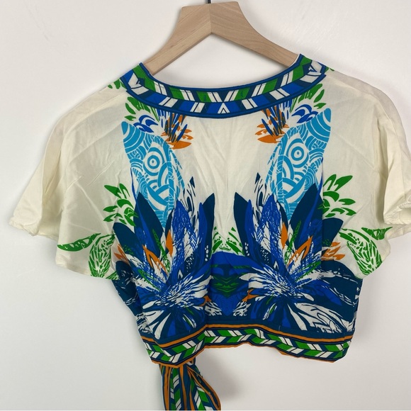 Jealous Tomato Polynesian Tribal Print Wrap Crop Top Medium INV235 - Picture 2 of 6